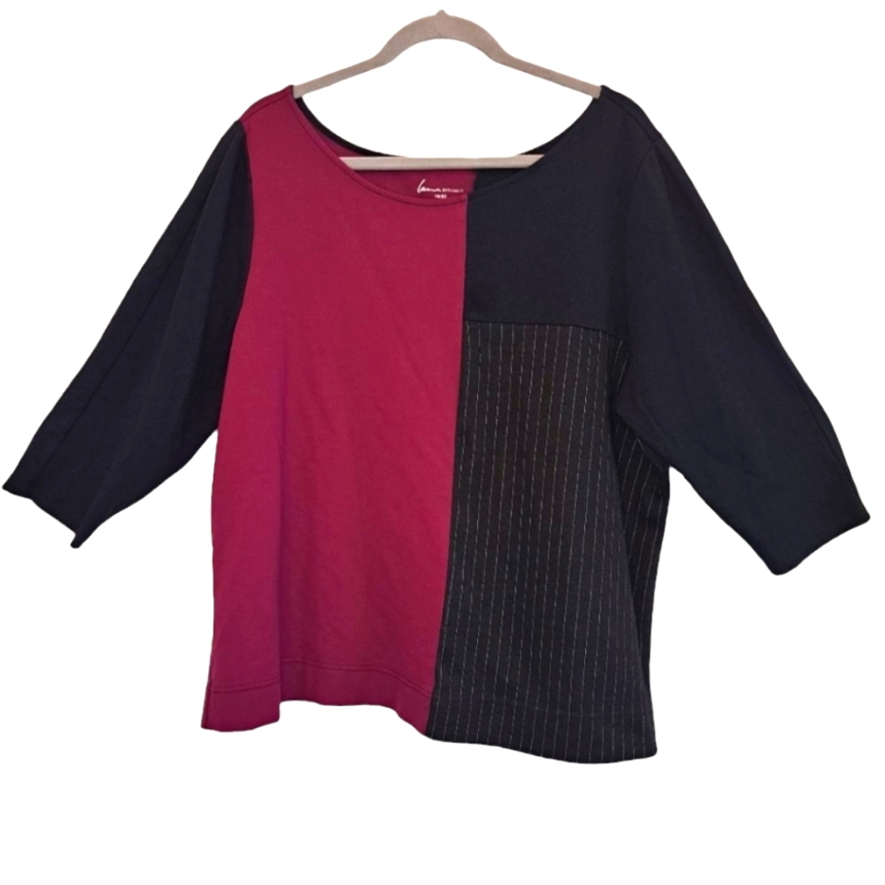 Lane Bryant Black Purple Colorblock Stripes Blouse Plus Size 18/20